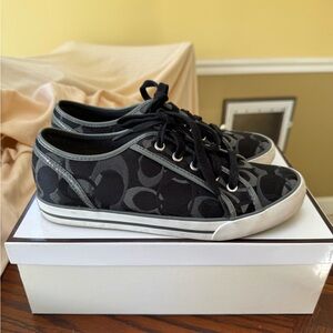 COACH Canvas Signature Monogram Lace Up Sneakers